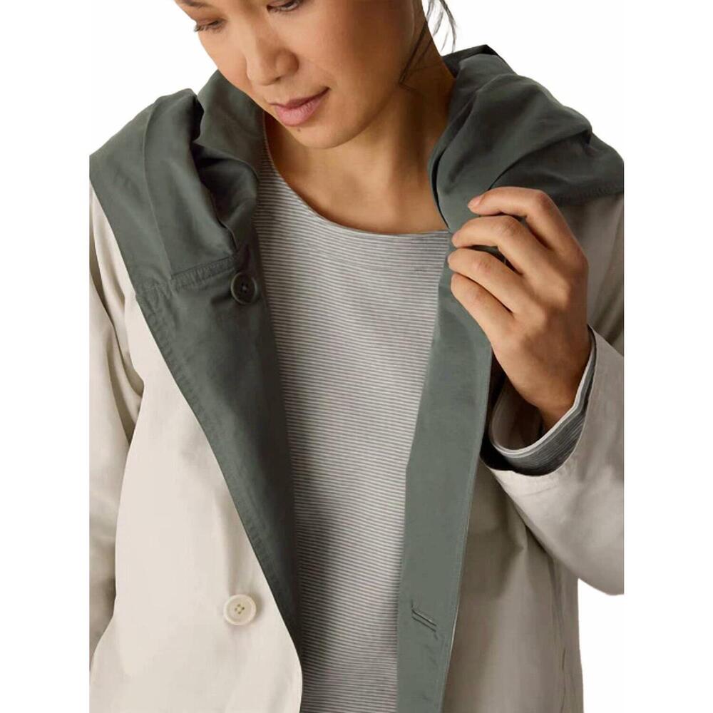 NEW EILEEN FISHER cotton nylon hooded coat in bayleaf - Picture 4 of 4